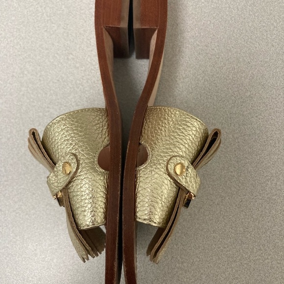 Kate Spade Metallic Brie Gold Leather Slide Sandals Size 7.5 - Picture 7 of 10